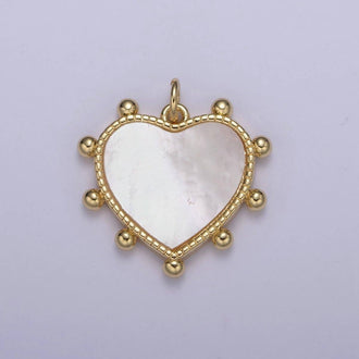 Aim Eternal - 14K Gold Filled Pearl, Tiger Eye, Turquoise Abalone Shell Charm Pendant Beaded Heart Love Charm for Necklace Bracelet Jewelry Making