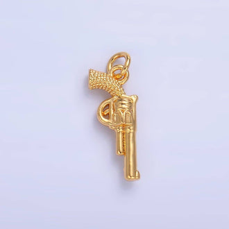 Aim Eternal - 24K Gold Filled 16mm Riffle Gun Multidimensional 3D Charm in Gold & Silver | W798