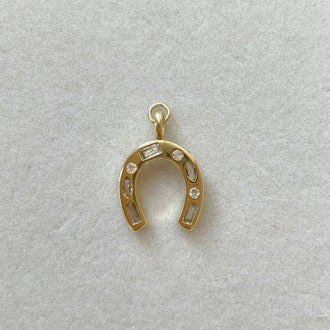 Goldie Charm Bar - Gold Gemstone Horseshoe Charm