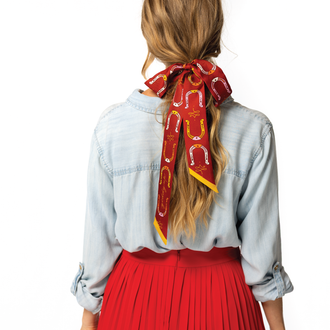 Jenni Earle - Silk Twilly Scarf - “Giddy Up”- Neck & Hair Scarf