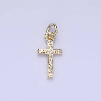 Aim Eternal - 14K Gold Filled Hammered Religious Cross Mini Charm | W657
