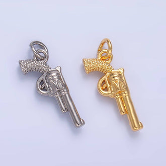Aim Eternal - 24K Gold Filled 16mm Riffle Gun Multidimensional 3D Charm in Gold & Silver | W798
