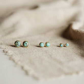 Hyalite Studs // Turquoise: 24K Gold Plate / 6mm
