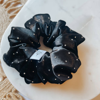 Wild Rose Accessories - Black Velvet Sparkle Scrunchie